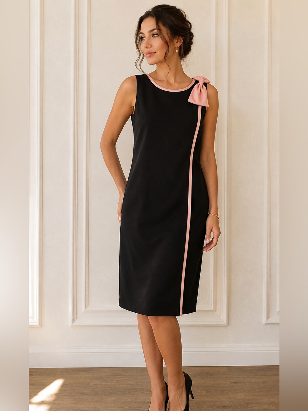 Glamour Sleeveless Black and Pink Dress Size 8